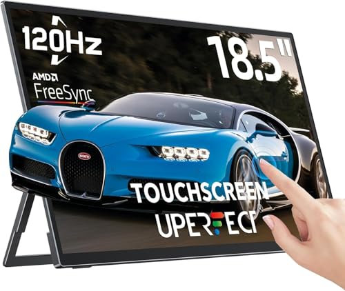 UPERFECT Portable Monitor 18.5 120HZ Touchscreen 100% sRGB w/VESA, Ultra-Slim & Lightweight Frameless FHD FreeSync IPS HDR Gaming Display, Travel Second Monitor for Laptop