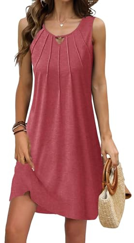 ROFUSSO Vestido Verano Mujer Vestido Bohemio Sin Mangas Mini Vestido de Playa con Estampado Floral Vestido Casual de Verano con Tirantes