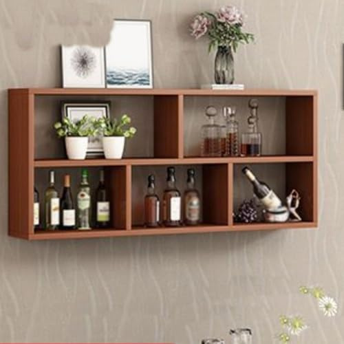 HukaMosx Wooden Floating Shelf, Grid Shelf for Storge and Display, Shelf for Wall, Wood Decor Shelf Hanging, Wall Mounted Wood Shelf(Brown,47.2 X 25.6 X 7.9 in)