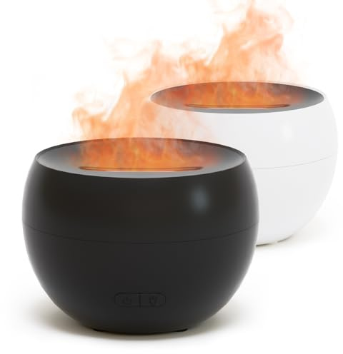 SALKING 2ER Aroma Diffuser Flammeneffekt, 150ML Aromatherapie Diffusor für ätherische Öle, Duftöldiffusoren Raumduft Duftlampe Elektrisch, Warmes Licht Luftbefeuchter für Baby, Zuhause Büro oder Yoga