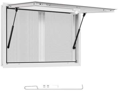 VEVOR Koncessionsfönster för restaurangbil, 91,5 x 61 cm, serveringsfönster för försäljningsställ, ram i aluminiumlegering, 2 skjutmyggnät, markisdörr och dragkrok