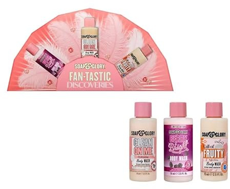 Soap And Glory Body Wash Trio, Box of 3 x 75ml Body Wash Miniatures Collection, Birthday Present Stocking Filler