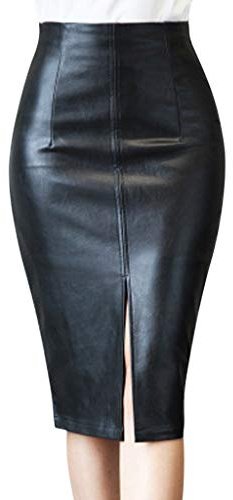 Générique Jupe Crayon Femme Simili Cuir Courte Hiver Jupes Taille Haute