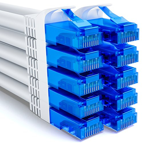 deleyCON 10x 2m CAT6 Juego de Cables de Red - U-UTP RJ45 CAT-6 LAN Cable Patch Cable Ethernet DSL Switch Router Módem Repetidor Patch Panel - Blanco