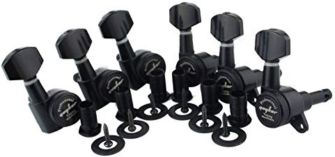 Guyker Guitar Locking Tuners (6 for Right) - 1:18 Lock String Tuning Key Pegs Machine Head with Hexagonal Handle Replacement for ST TL SG LP Style Electric, Folk or Acoustic Guitars - Black