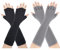 Kiiwah 2 Paar Lange Fingerlose Handschuhe Unisex Lange Stricken Armstulpen Halbfinger Handschuhe für Männer Frauen Winter Herbst (Schwarz Grau)