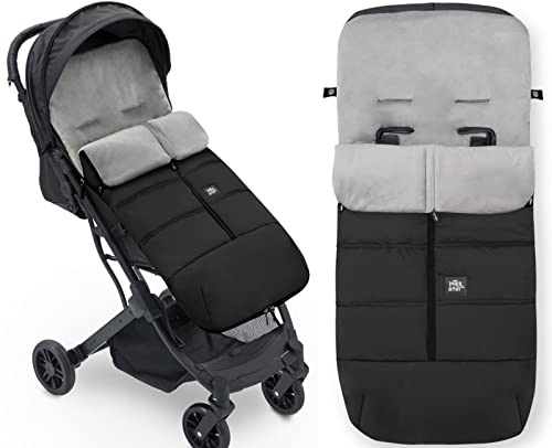 Saco Silla Paseo Universal, Saco Invierno Silla Paseo Universal, Desmontable con Cremallera, Cabezal Ajustable,Impermeable y Transpirable, fácil de Limpiar, Unisex (Liso Negro)