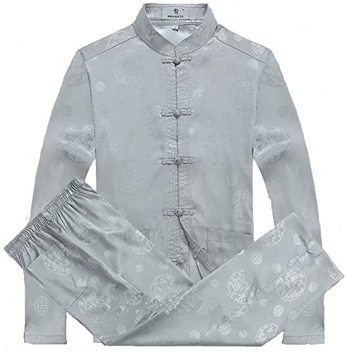 Rubruan Chinesische Tangzhuang Kleidung Anzug - Traditioneller Tang-Anzug Kampfkunst Kung Fu Tai Chi Uniform Trainingsanzug Langärmelige Jacke Hose Drachen Kostüm für Damen Herren