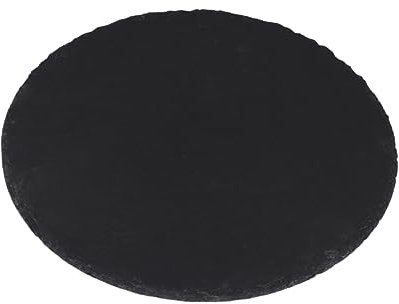 Ciieeo 1pezzi Piatto Rotondo in Slabstone Nero Per Barbecue e Presentazione Steak Sushi Teglia Naturale Refrattaria Multiuso Per Servire Antipasti Ed Eventi