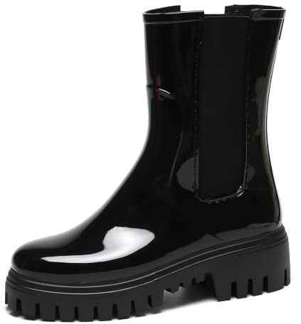AONETIGER Botas de Agua Mujer Chelsea Goma Impermeables 36-41 EU | Ligera Antideslizante Moda Zapatos de Lluvia | Cómoda para Jardinería, Paseos con Perro, Desplazamientos Lluviosos