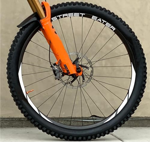 DualColorStampe® Aufkleber für MTB-Räder 26'' 27,5'' 28-29'' Zoll | Bunte Mountainbike-Reifenaufkleber, wasserfeste selbstklebende Aufkleber | Art.Nr. B0204 (Glänzend Weiß, 28-29'' Zoll)