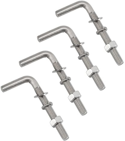 Juego de pernos roscados en forma de L M5 x 100 mm, acero inoxidable 304, pernos de anclaje cuadrados, ganchos para colgar (20 unidades)