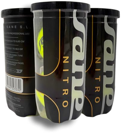 Sane Nitro Balls, Pelotas de Pádel, Pack de 3 Tubos, 2 Bolas por Tubo, Alta Reactividad y Durabilidad