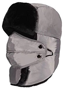 Gorras De Pasamontañas Impermeable Con Borregos Grueso Y Mascara Facial De Automatico Antiviento Cuello Abrocha Con Velcro Para Esquiar Ciclista Motorista De Invierno Unisex Mujer Y Hombre (Gris)