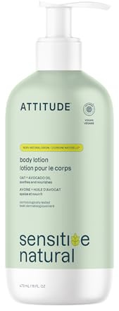 ATTITUDE Body Lotion for Sensitive Skin with Oat and Avocado Oil, EWG Verified Moisturizer, Dermatologically Tested, Vegan, 473 mL