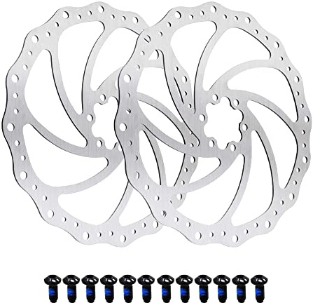 Jane Eyre Disque de Frein pour Freins 6 Trous,140mm/160mm /180mm/203mm Disque de Frein Rotors 2 PCS en Acier Inoxydable Vélo Frein À Disque Center Lock Rotor avec 12 Boulons (Argent 140mm)