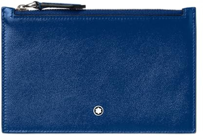 Montblanc Kartenetui mit Reißverschluss aus Leder in der Farbe Blau, Maße: 15cm x 10cm x 0,5cm, 130453