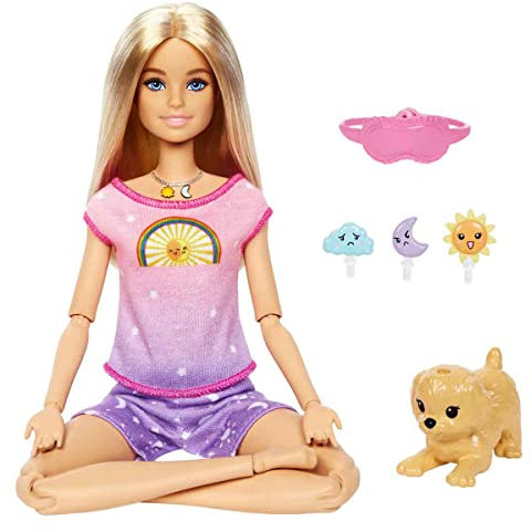 BARBIE BRAND HCN08 Self-Care Rise und Relax-Puppe (helle Hautfarbe), Multicolor, Mehrfarbig