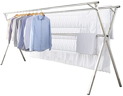 GISSAR Stendibiancheria, stendibiancheria pieghevole,stendibiancheria in acciaio inox per uso domestico interno ed esterno, facile da riporre vestiti, 2,38 metri