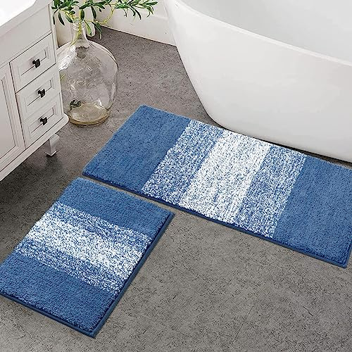 Enyhom Juego de 2 Alfombrillas Baño Antideslizante, Alfombra Baño de Microfibra Tapete Casa de Banho Absorbente, Alfombrilla Ducha Lavable a Máquina Alfombras para Baño, Dormitorio, 45x65+45x120cm