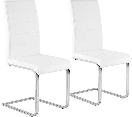 WOLTU 2X Sillas de Comedor, Silla Ergonómica para Oficina y Casa, Silla en Forma de C con Respaldo Alto, Sillas de Cocina Moderna y Chic, Piel Sintética, Blanco, BH378ws-2