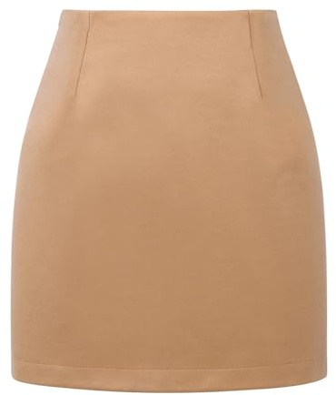 Kinghua Dam Skotsk ull höst vinter hög midja bodycon penna kjol minikjol, Ren kamel, M