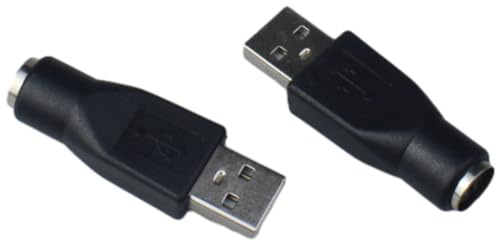 FDXGYH 2pcs USB to PS2 Adapter 6Pin PS/2 Female to USB Male Converter Keyboard/Mouse Adapter (Black)