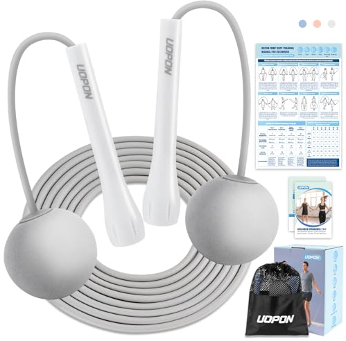 Comba de saltar para adultos, fitness, cuerda de saltar sin cuerda con gran pelota inalámbrica y póster de entrenamiento, ABS ajustable, asas antideslizantes, 3 m, cuerda de saltar para hombres