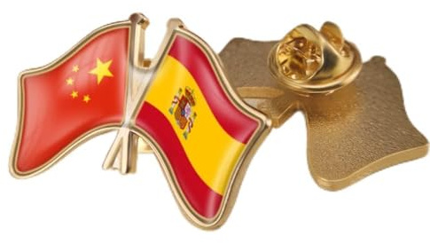Moda Moda China Y España Bandera Esmalte Broches Y Alfileres Encanto Elegante Doble Cara Cruzada Amistad Bandera Botones Insignias, Joyería Patriótica Vintage Ropa Bufanda Accesorios Regalo