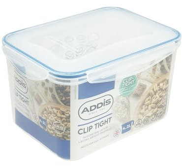 Addis Grande boîte de conservation alimentaire rectangulaire de 4,2 litres de haut avec fermeture hermétique en silicone sans BPA avec couvercle à verrouillage facile, transparent