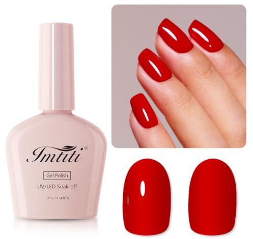 Imtiti Rot UV Nagellack, 10ML Apfel Rot UV Gel Nagellack Soak Off Led Gel Nail Polish Herbst Winter DIY Nagel Kunst Starter Maniküre Salon Gellack Kit