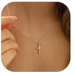 RMMD Kreuz Kette Gold Damen - 18K Gold Vergoldet Kreuz Kette Kreuzkette Halskette Goldkette Damen Halskette Goldschmuck Geschenke für Frauen Mädchen Geschenk