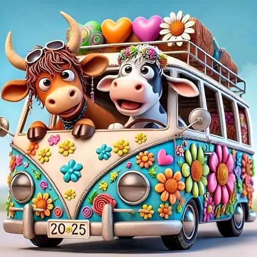 CLYCTIP diamond painting für erwachsene, Diamant Kits für Erwachsene Kuh, Diamant Kunst Kits für Home Wall Decor 30cm*30cm (hua)