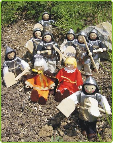 Generisch 10-STÜCK Winzling BIEGEPUPPEN Ritter + König + Königin Set