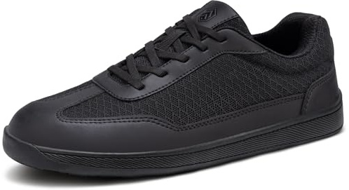 LARNMERN Safety Trainers Men Non Slip Steel Toe Cap Shoes Wide Toe Work Sneakers Lightweight Breathable Barefoot Shoes Comfortable 51654 (10 UK,Black)