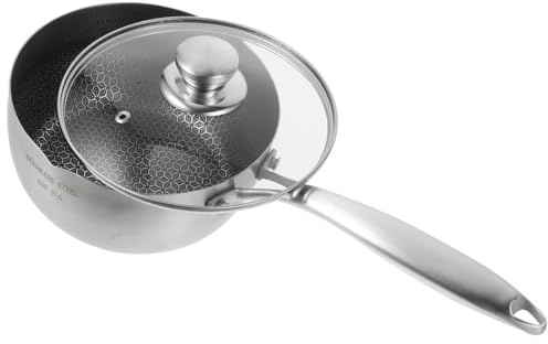 BAZEITFLOW Edelstahl Kochtopf mit Waben Antihaftbeschichtung und Deckel Ergonomischer Griff für Küchengebrauch und Zuhause 304 Edelstahl Silber