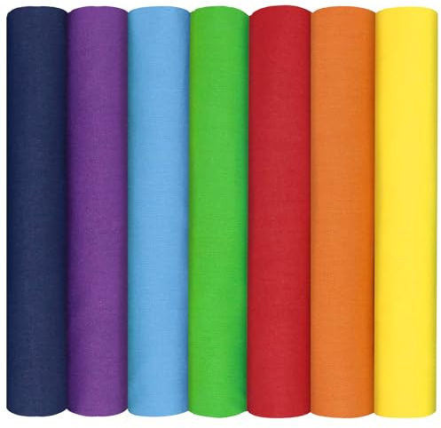Aucuu 7-pack bomullstyg paket, 50 x 50 cm tyger för sömnad, lapptäcke, lapptäcke för quiltning, stycken paket för quiltning, gör-det-själv-hantverk, dockkläder