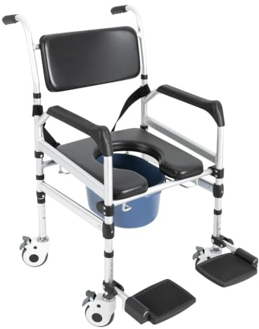LENJKYYO Silla de baño plegable con ruedas, 160 kg