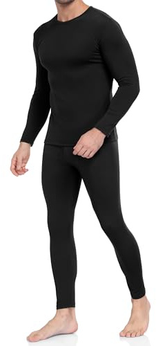 WEERTI Thermal Underwear for Men Long Johns with Fleece Lined Base Layer Men Cold Weather Top Bottom Black