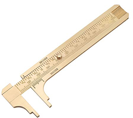 pie de rey + Calibre Vernier retro, 1 PC Mini indicador deslizante de latón Calibre Vernier de bolsillo Herramienta de medición de regla Escalas dobles mm/pulgada(100mm)