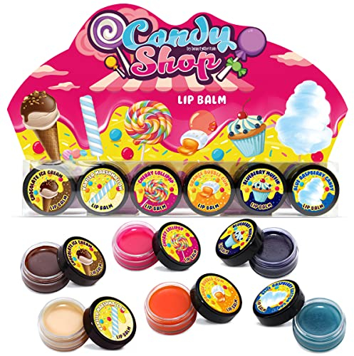 Beauty4Britain Set of 6 Kids Lip Balm Candy Shop Shining Non-Colour Nourishing Scented Favourite Candies Girls Boys Lip Balm Set