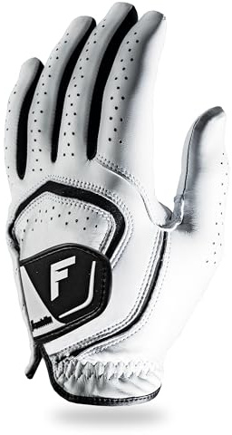 Franklin Sports Youth Golf Gloves - White Junior Left Hand Golf Glove for Righty Golfers - Kids Premium Leather for Maximum Grip in Rain + All Weather Conditions - Youth Medium