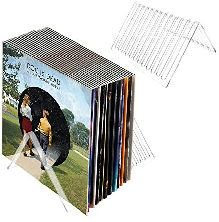 AZKEEGREY 2 Pack Clear Vinyl Record Storage Holder, 12 Slot Acrylic Vinyl Record Stand Display for Desktop Album Storage, Office & Home