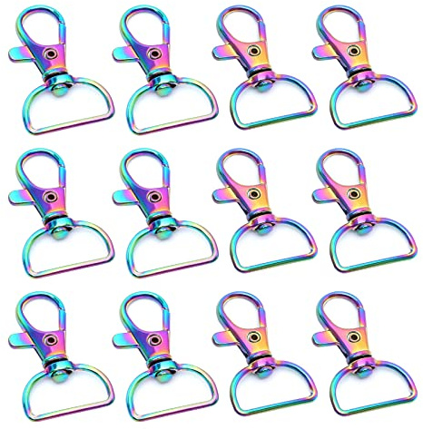 12 mosquetones pequeños para llavero, anillas llaveros en D multicolor para bolsos, clips de cordón, cadenas de cachorros