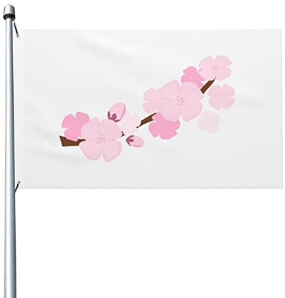 Bannière de décoration, drapeau de dessin animé fleur de prunier 1,5 x 0,9 m, drapeau double face adapté pour intérieur et extérieur
