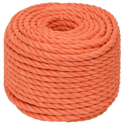 vidaXL Arbeitsseil Bodenarbeitsseil Arbeitsleine Mehrzweckleine Seil Bootsleine Allzweckseil Schnur Tau Leine Gedreht Orange 20mm 50m Polypropylen