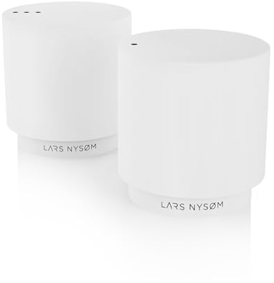 LARS NYSØM Mini Salt and Pepper Shakers Set | Stainless Steel Salt and Pepper Shakers with Modern Minimalist Design, Easy Refill, Small Size (Pure White)