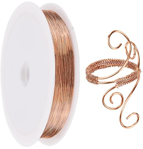 SUNNYCLUE 100M Copper Jewellery Wire 0.3mm 28 Gauge Copper Crafting Wire Rose Gold Thin Tarnish Resistant Crafting for Jewellery Making Sculpting Wrapping