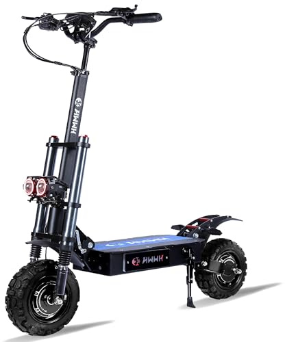 HWWH Patinete Electrico Todoterreno Adultos Scooter Eléctrico Plegable Doble Motor Arranque NFC, Acelerador Rotatorio 11 Pulgadas Neumáticos Todoterreno 60V/40AH Batería de Litio 120 km Duración