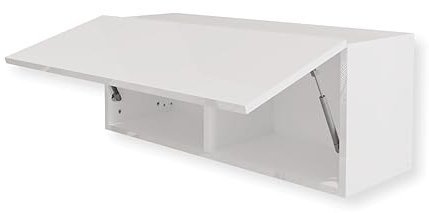HAJDUK FURNITURE Hängeschrank Schrank Hochglanz Weiß 90 x 35 x 32 cm (BxHxT) Wandschrank für Wohnzimmer Klapphängeschrank Wandregal Aktenschrank Oberschrank Push to Open Wohnzimmerschrank